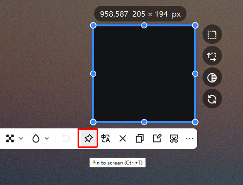 Click Pin to screen on the PixPin screenshot toolbar