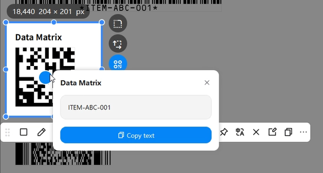 使用 PixPin 识别电脑上的工业条形码
